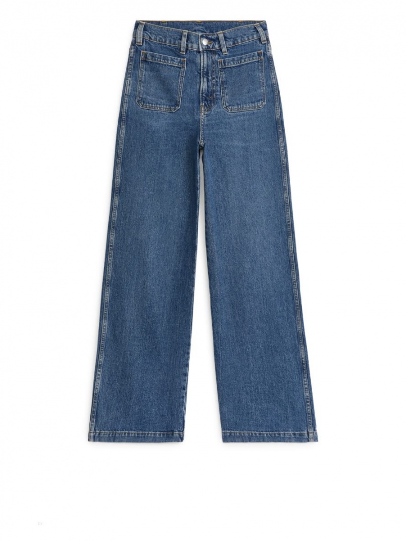 Blugi Arket LUPINE High Flared Stretch Dama Albastri | Romania-OFYX69321
