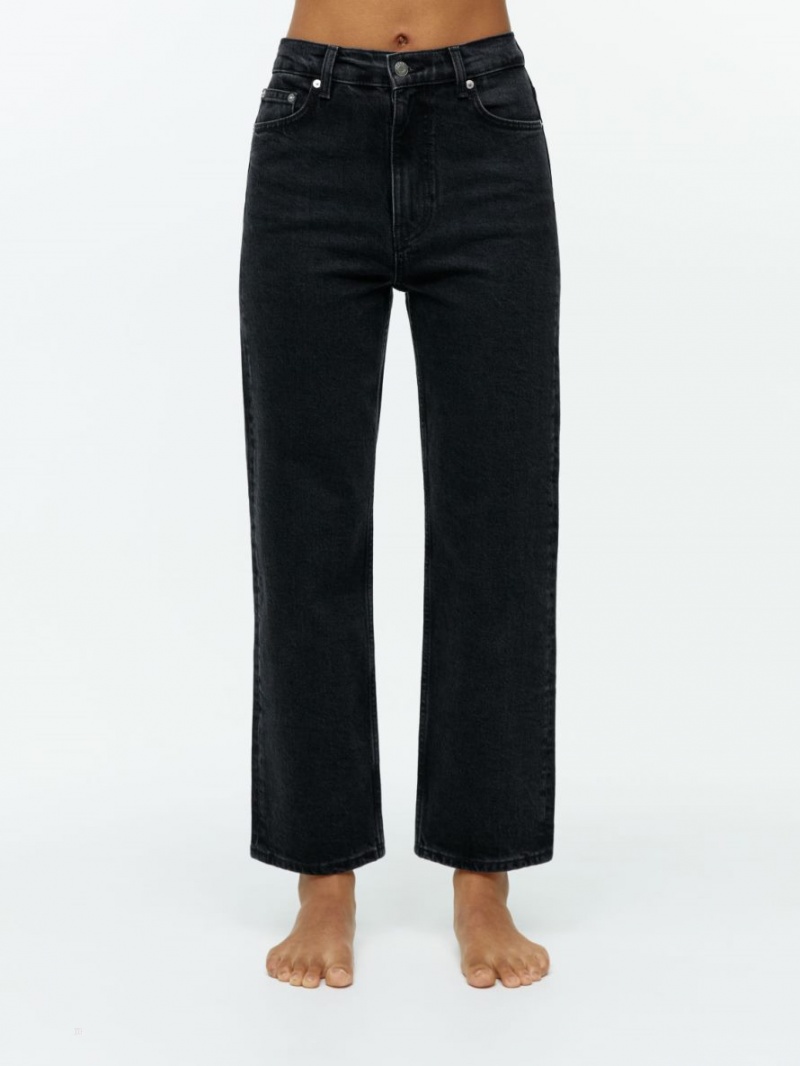 Blugi Arket ROSE Cropped Drept Stretch Dama Negrii | Romania-FLBD94681