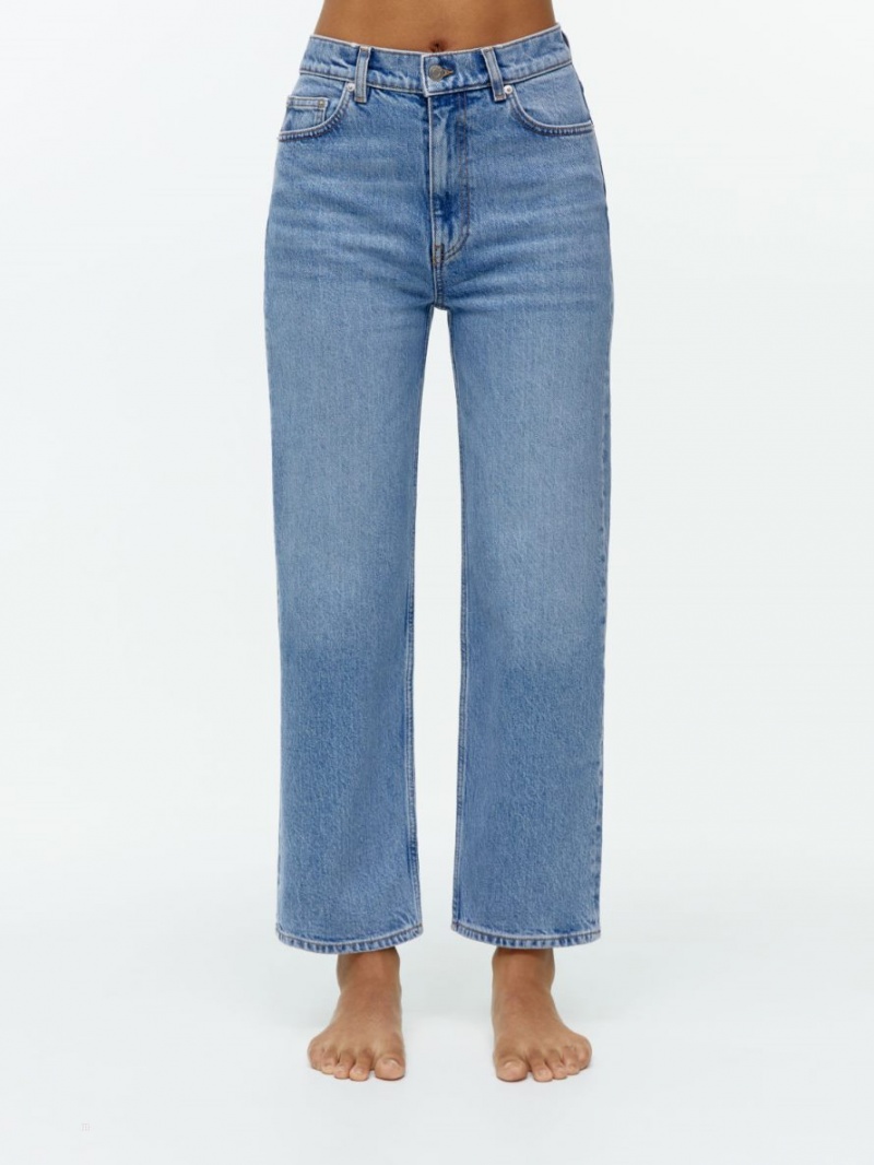 Blugi Arket ROSE Cropped Drept Stretch Dama Albastri | Romania-XNBJ38716