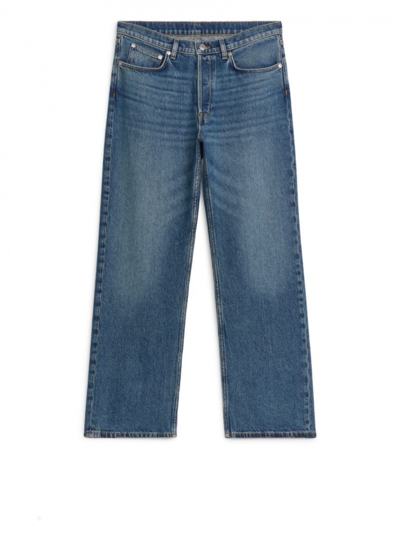 Blugi Arket SHORE Low Relaxed Dama Albastri | Romania-YCBL76459