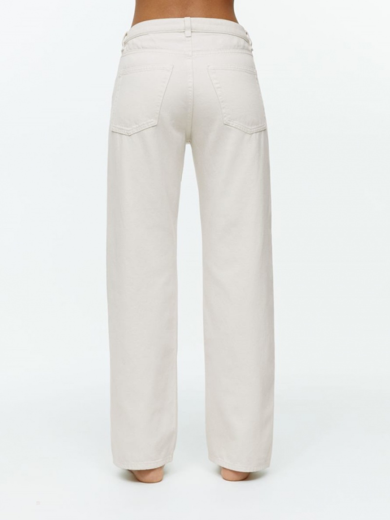 Blugi Arket SHORE Low Relaxed Dama Albi | Romania-LQNF75341
