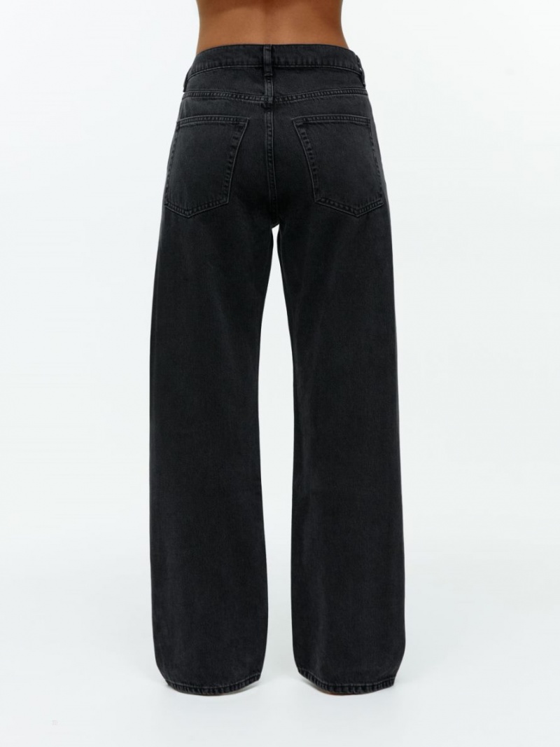 Blugi Arket SHORE Low Relaxed Dama Negrii | Romania-ZTUM84791