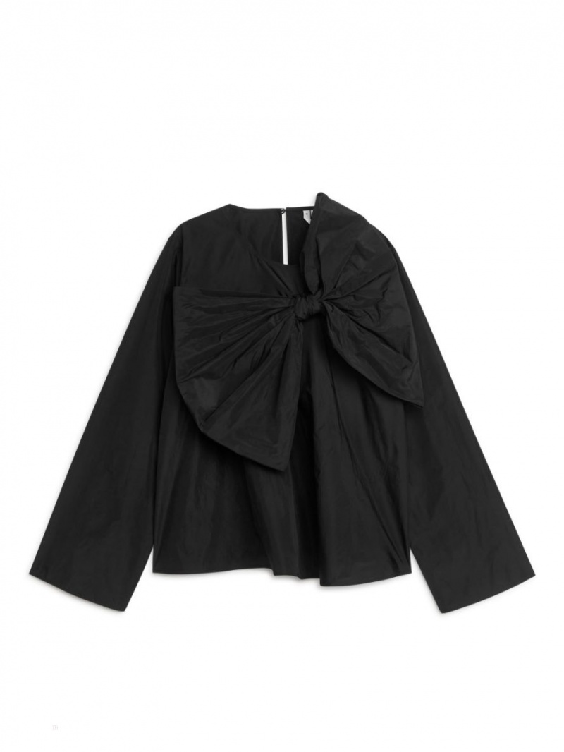 Bluza Arket Bow-Detail Dama Negrii | Romania-PWCK07348