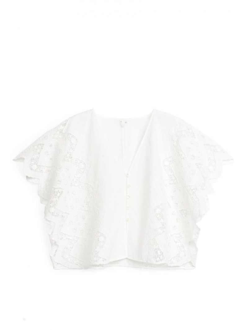 Bluza Arket Broderie Anglais Dama Albi | Romania-GZLV54230