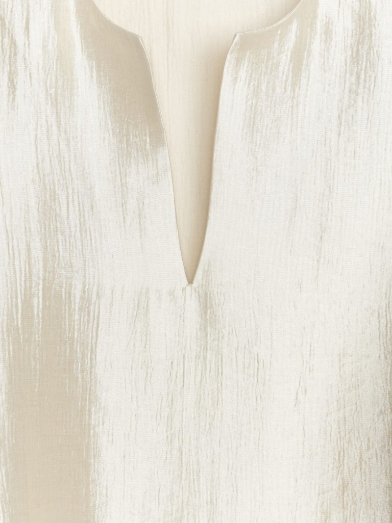 Bluza Arket Crinkle Split-Neck Dama Bej | Romania-BAJT60512