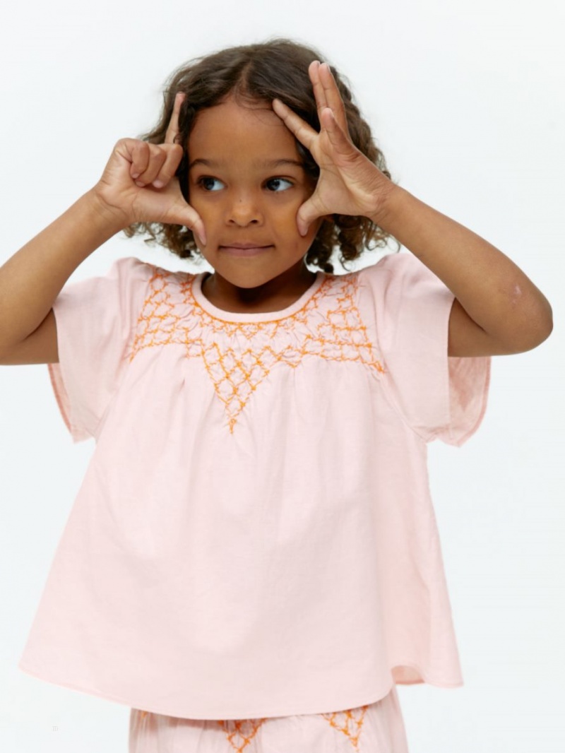 Bluza Arket Embroidered Linen Fete Roz | Romania-ISNV89412