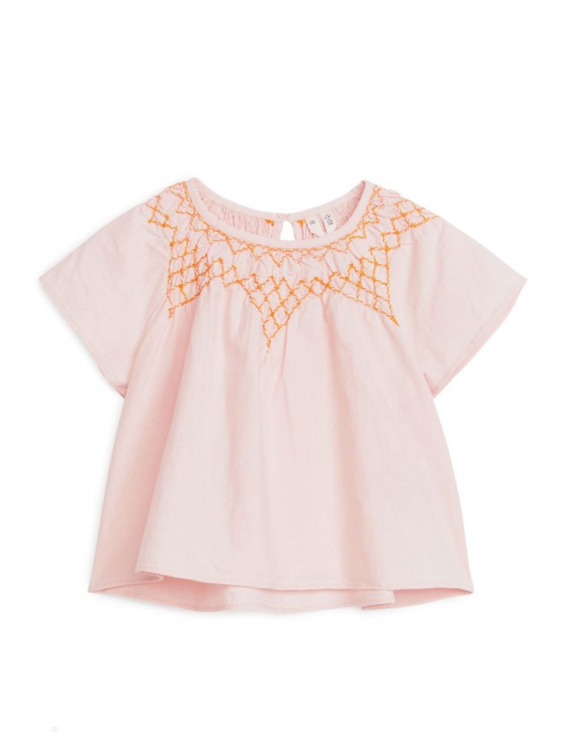 Bluza Arket Embroidered Linen Fete Roz | Romania-ISNV89412