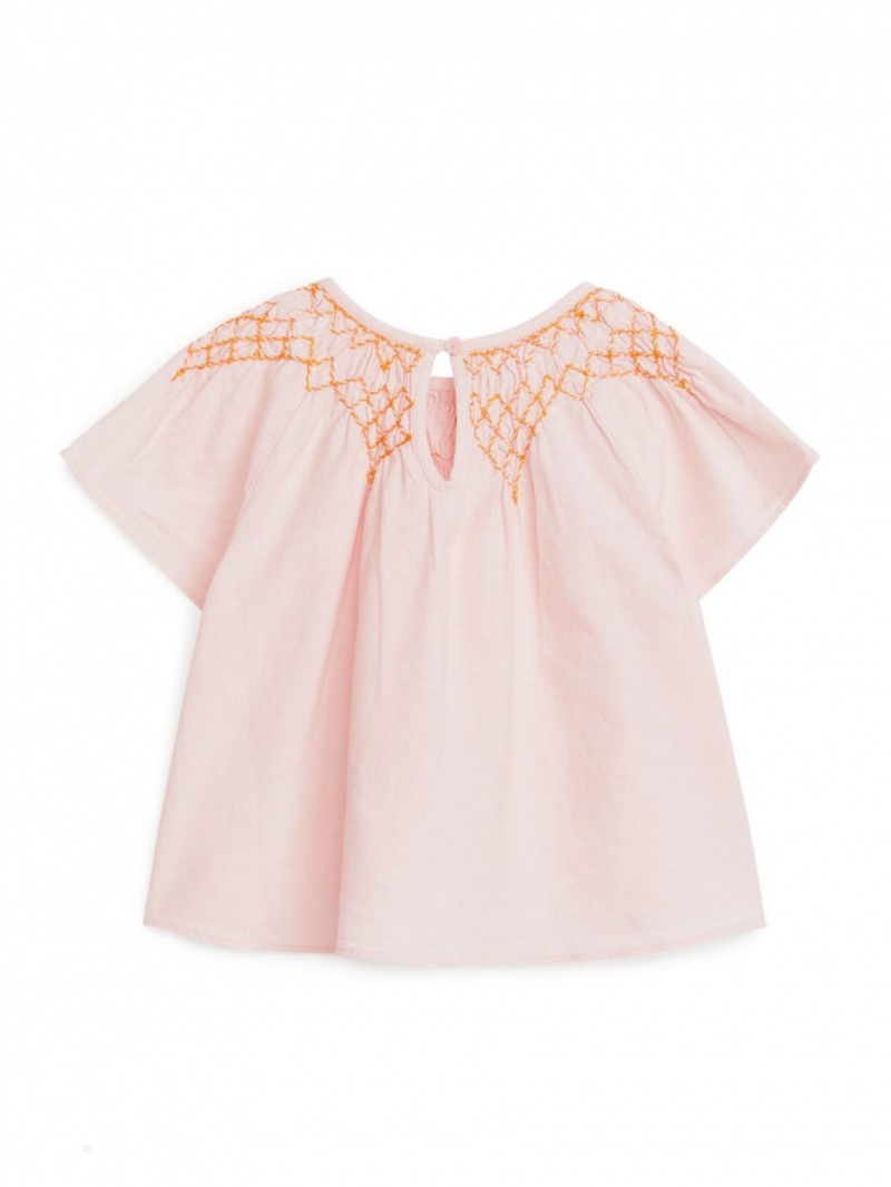 Bluza Arket Embroidered Linen Fete Roz | Romania-ISNV89412