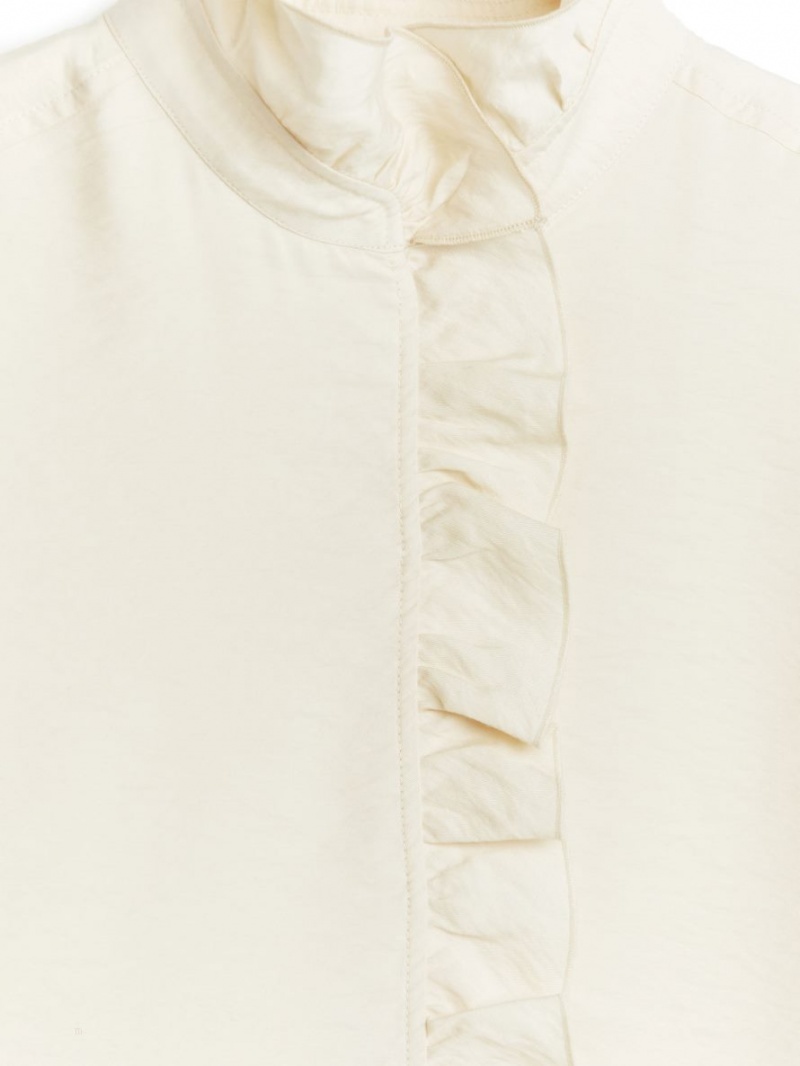 Bluza Arket Frill Dama Albi | Romania-RFJP95316