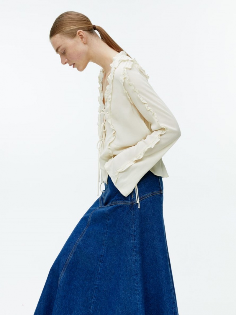 Bluza Arket Frill Dama Albi | Romania-ZOBM42068