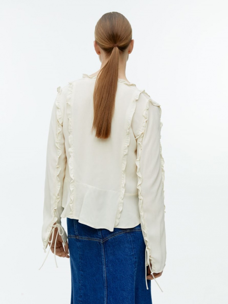Bluza Arket Frill Dama Albi | Romania-ZOBM42068