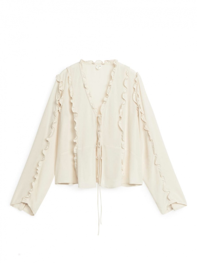 Bluza Arket Frill Dama Albi | Romania-ZOBM42068