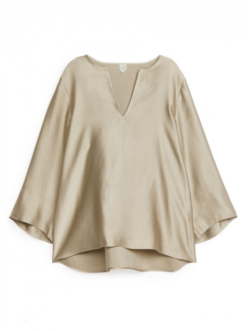 Bluza Arket Linen Blend Dama Bej | Romania-ETQW16493