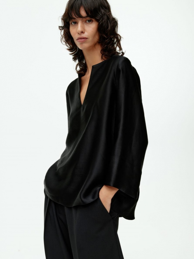 Bluza Arket Linen Blend Dama Negrii | Romania-XJFQ16395