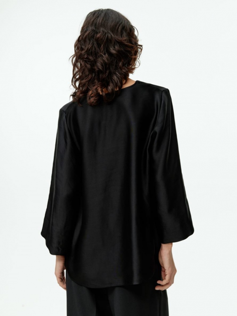 Bluza Arket Linen Blend Dama Negrii | Romania-XJFQ16395