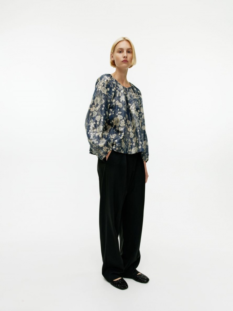 Bluza Arket Metallic Dama Albastri Inchis Albi | Romania-YDCZ43957