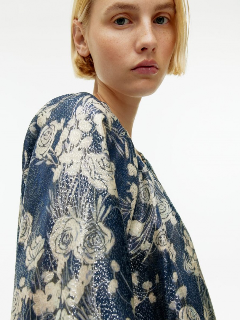 Bluza Arket Metallic Dama Albastri Inchis Albi | Romania-YDCZ43957