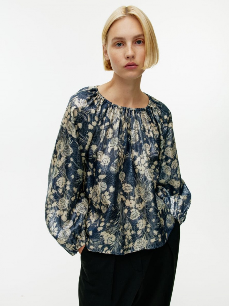 Bluza Arket Metallic Dama Albastri Inchis Albi | Romania-YDCZ43957