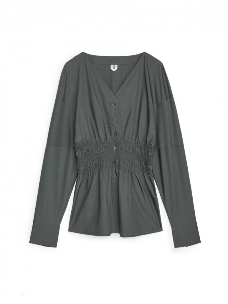 Bluza Arket Smock Talie Poplin Dama Gri Inchis | Romania-BKHZ37689