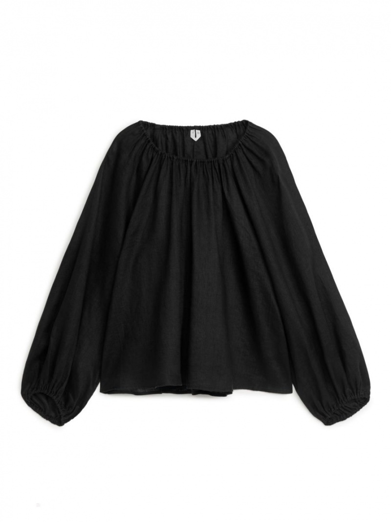 Bluza Arket Voluminous Linen Dama Negrii | Romania-RSBA91063