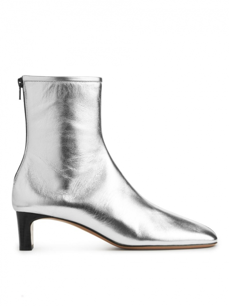 Botine Arket Piele Dama Argintii | Romania-LXAZ01569