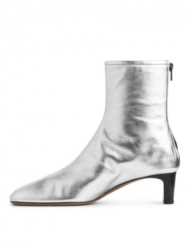 Botine Arket Piele Dama Argintii | Romania-LXAZ01569