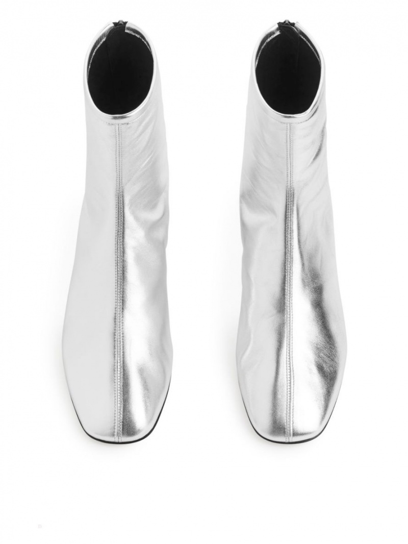 Botine Arket Piele Dama Argintii | Romania-LXAZ01569