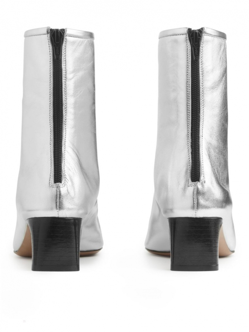 Botine Arket Piele Dama Argintii | Romania-LXAZ01569