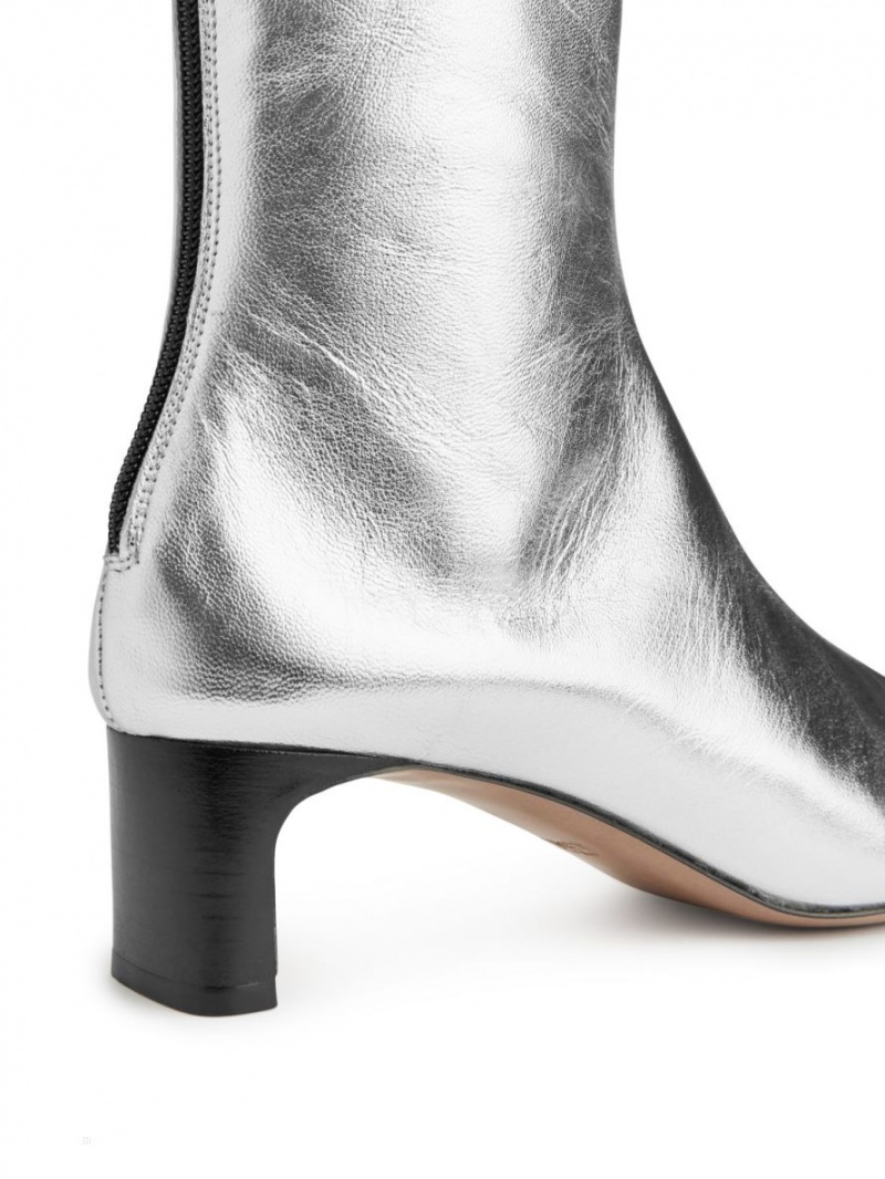 Botine Arket Piele Dama Argintii | Romania-LXAZ01569