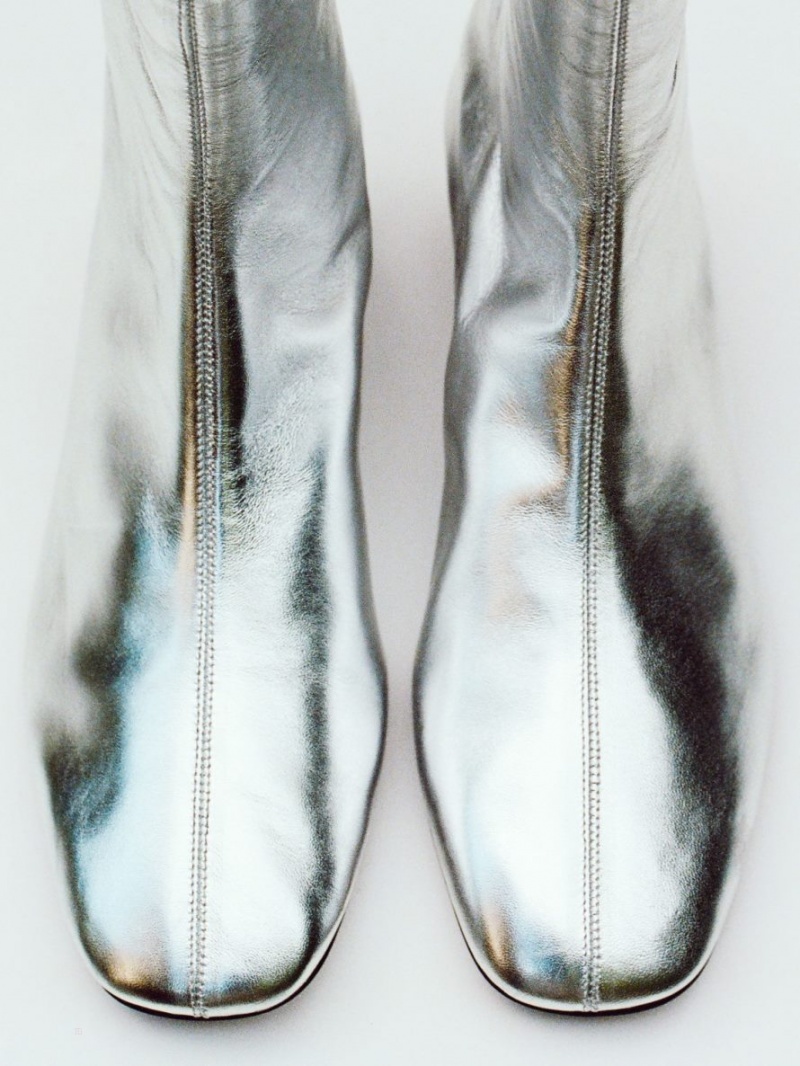 Botine Arket Piele Dama Argintii | Romania-LXAZ01569
