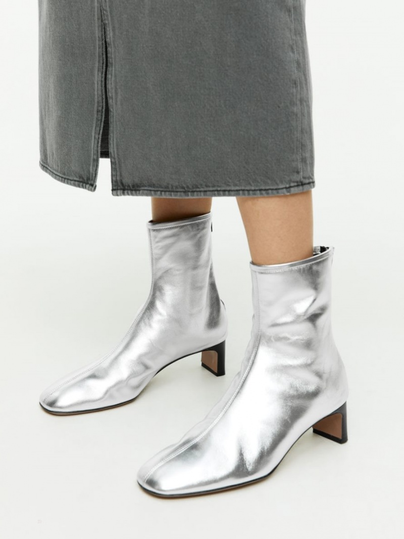 Botine Arket Piele Dama Argintii | Romania-LXAZ01569
