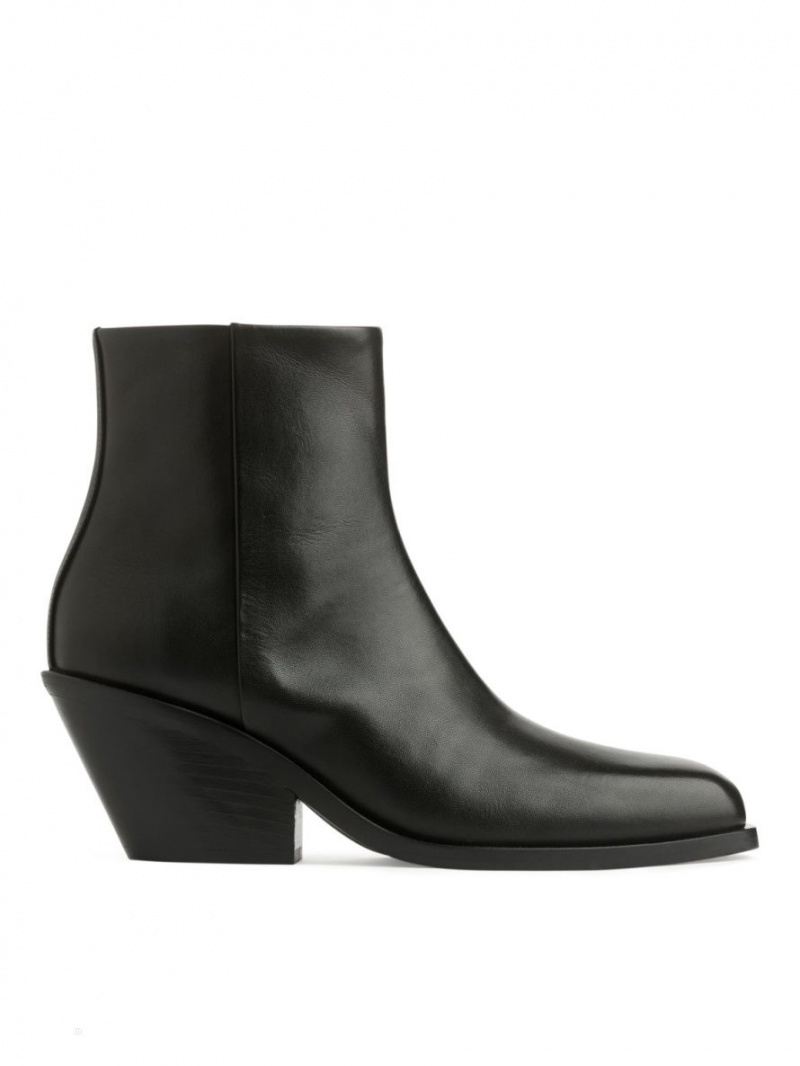 Botine Arket Piele Dama Negrii | Romania-CPJF61507