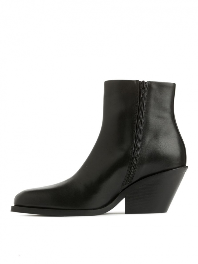 Botine Arket Piele Dama Negrii | Romania-CPJF61507