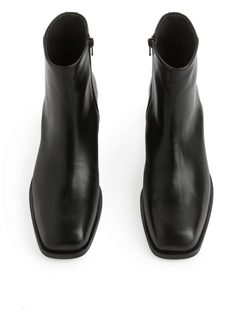 Botine Arket Piele Dama Negrii | Romania-CPJF61507