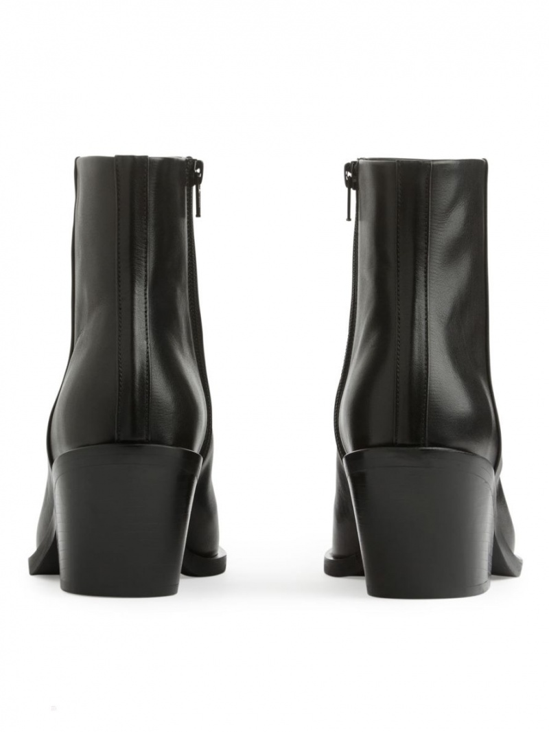 Botine Arket Piele Dama Negrii | Romania-CPJF61507