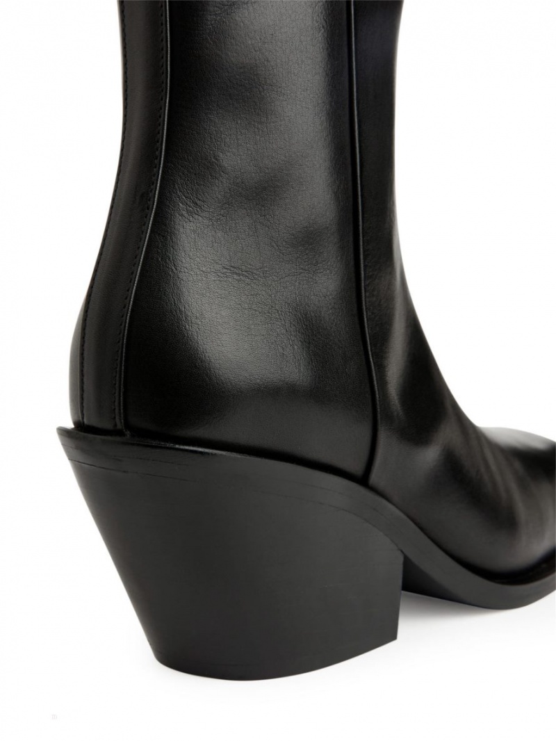 Botine Arket Piele Dama Negrii | Romania-CPJF61507