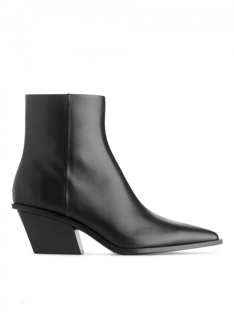 Botine Arket Piele Dama Negrii | Romania-ZBHD28754