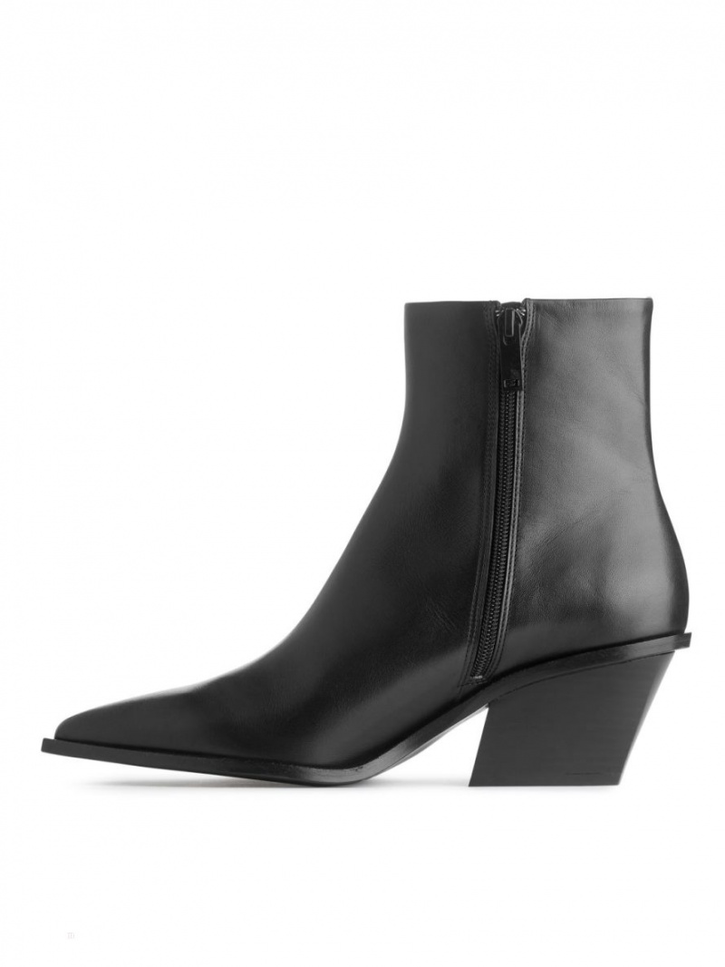 Botine Arket Piele Dama Negrii | Romania-ZBHD28754