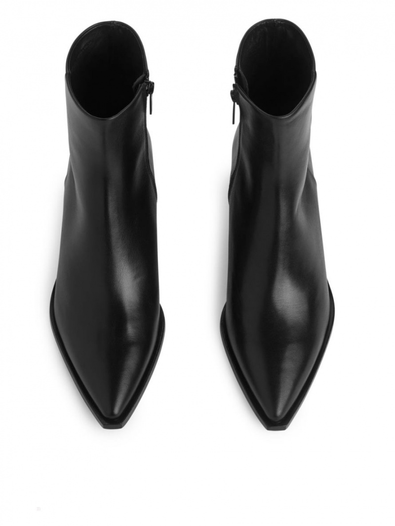 Botine Arket Piele Dama Negrii | Romania-ZBHD28754