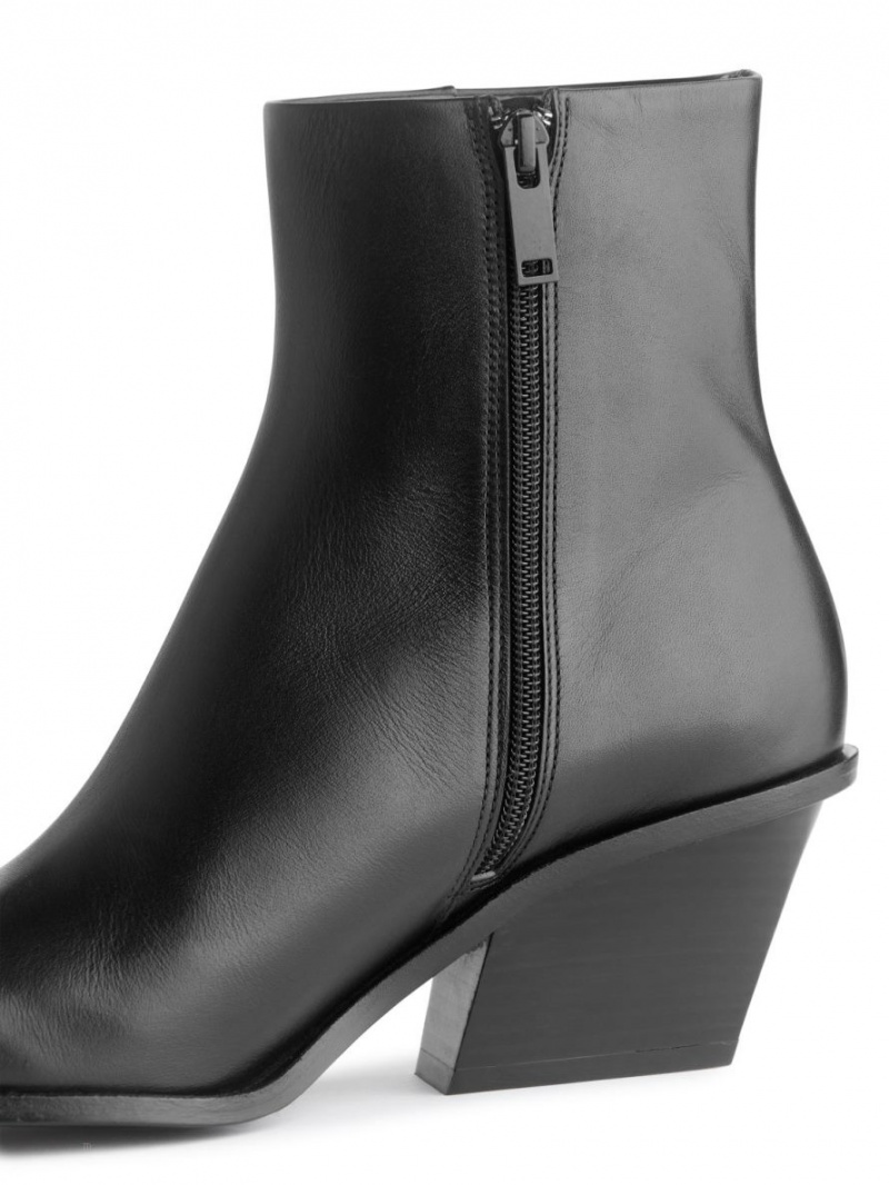 Botine Arket Piele Dama Negrii | Romania-ZBHD28754