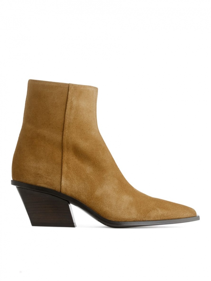 Botine Arket Piele Intoarsa Dama Bej | Romania-BAQO10526