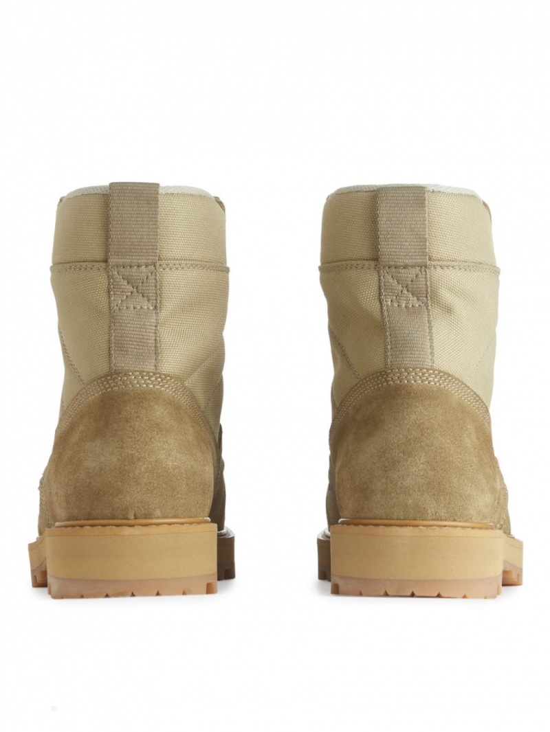 Botine Arket Vibram Sole Piele Intoarsa Barbati Bej | Romania-PTAW23617