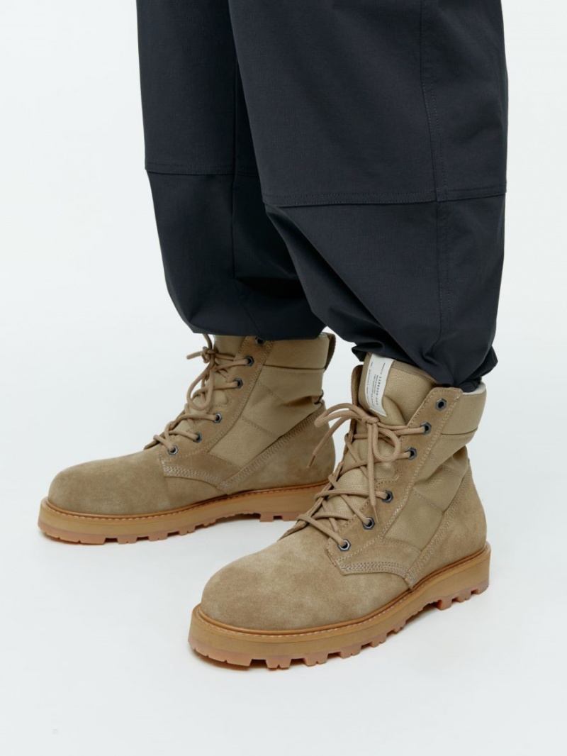 Botine Arket Vibram Sole Piele Intoarsa Barbati Bej | Romania-PTAW23617