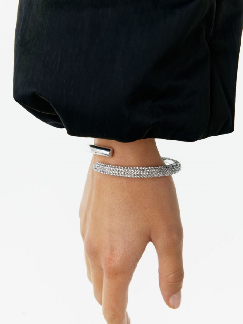 Bratara Arket Silver-Plated Rhinestone Dama Argintii | Romania-OWJI13987
