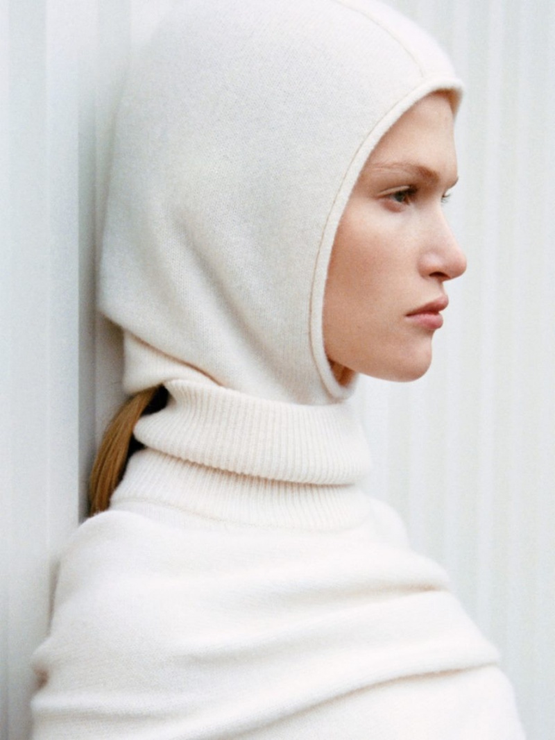 Caciula Arket Cashmere Hood Dama Albi | Romania-MSDP61503