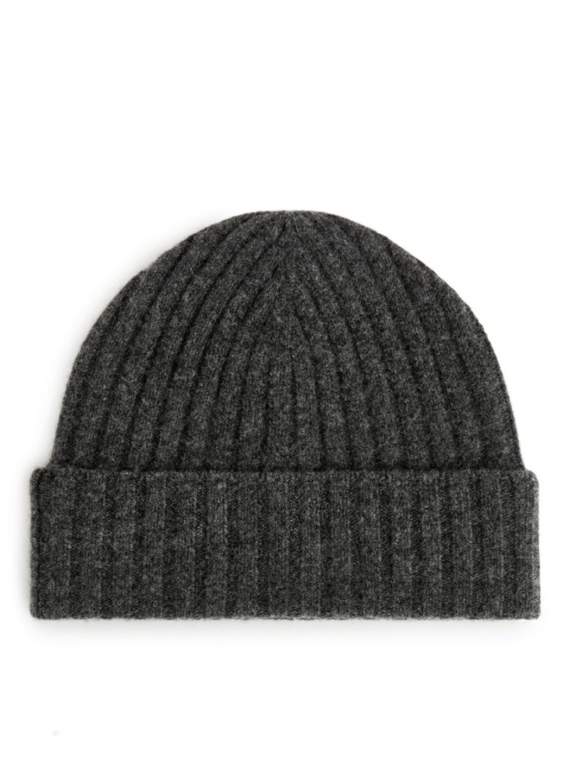 Caciula Arket Cu Nervuri Merino Dama Gri Inchis | Romania-QRNV48275