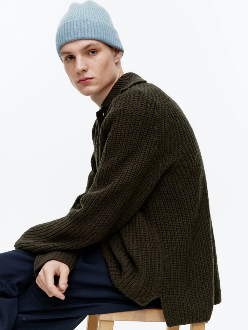 Caciula Arket Rib-Knit Lână Barbati Albastri | Romania-NHAT32569