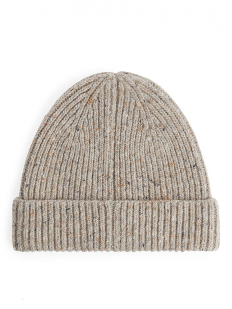 Caciula Arket Rib-Knit Lână Barbati Bej | Romania-NKZQ74803