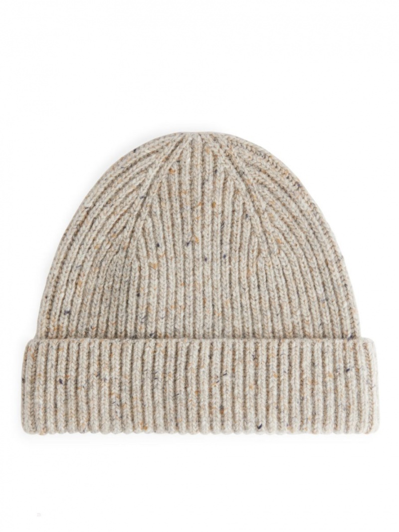 Caciula Arket Rib-Knit Lână Barbati Bej | Romania-NKZQ74803