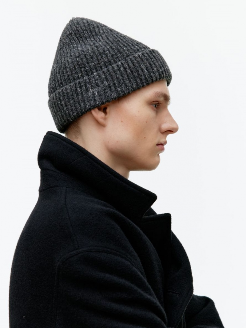 Caciula Arket Rib-Knit Lână Barbati Negrii | Romania-UHAN40789